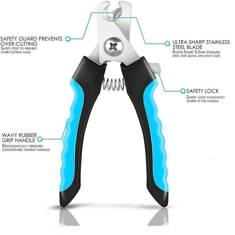 Professional Pet Nail Clipper with Safety Guard Stainless Steel Scissors Cat Dog for Claw Care Grooming Supplies Size Fits