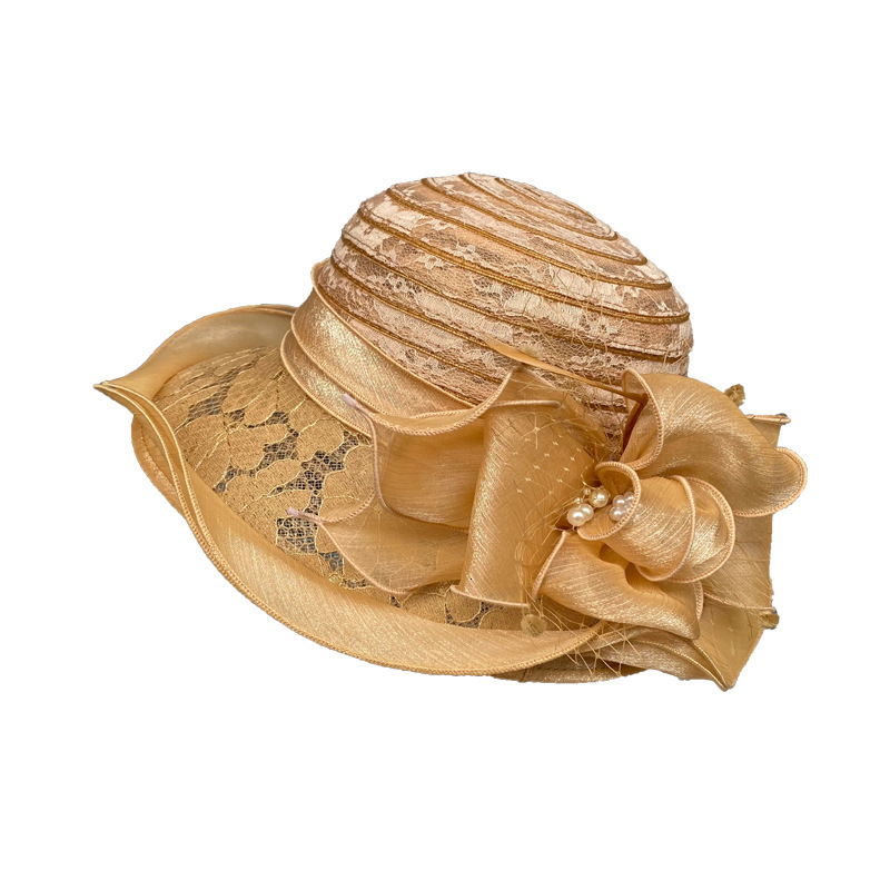 Perfect Most Satin Cloth Church Hat Deluxe Unique Pography Wedding Hat Fancy Formal Flower Fascinator Top Hat Female 24