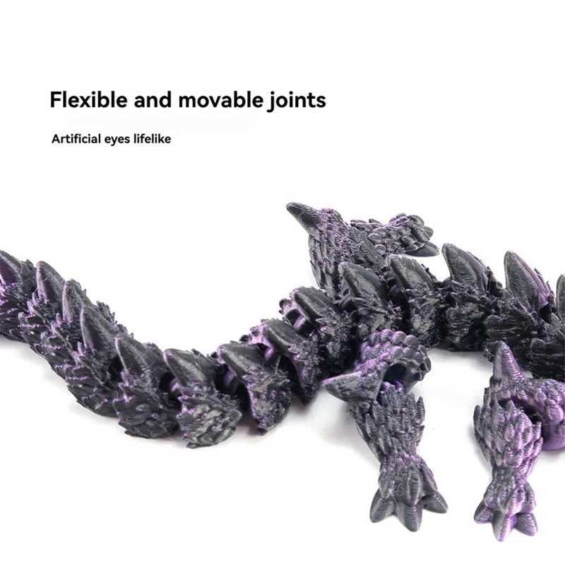 3D Printing Rotatable Articulated Dragons Western Sle Crystal Dragon Home Office Desktop ship Decoration Creative Gifts Free shipping