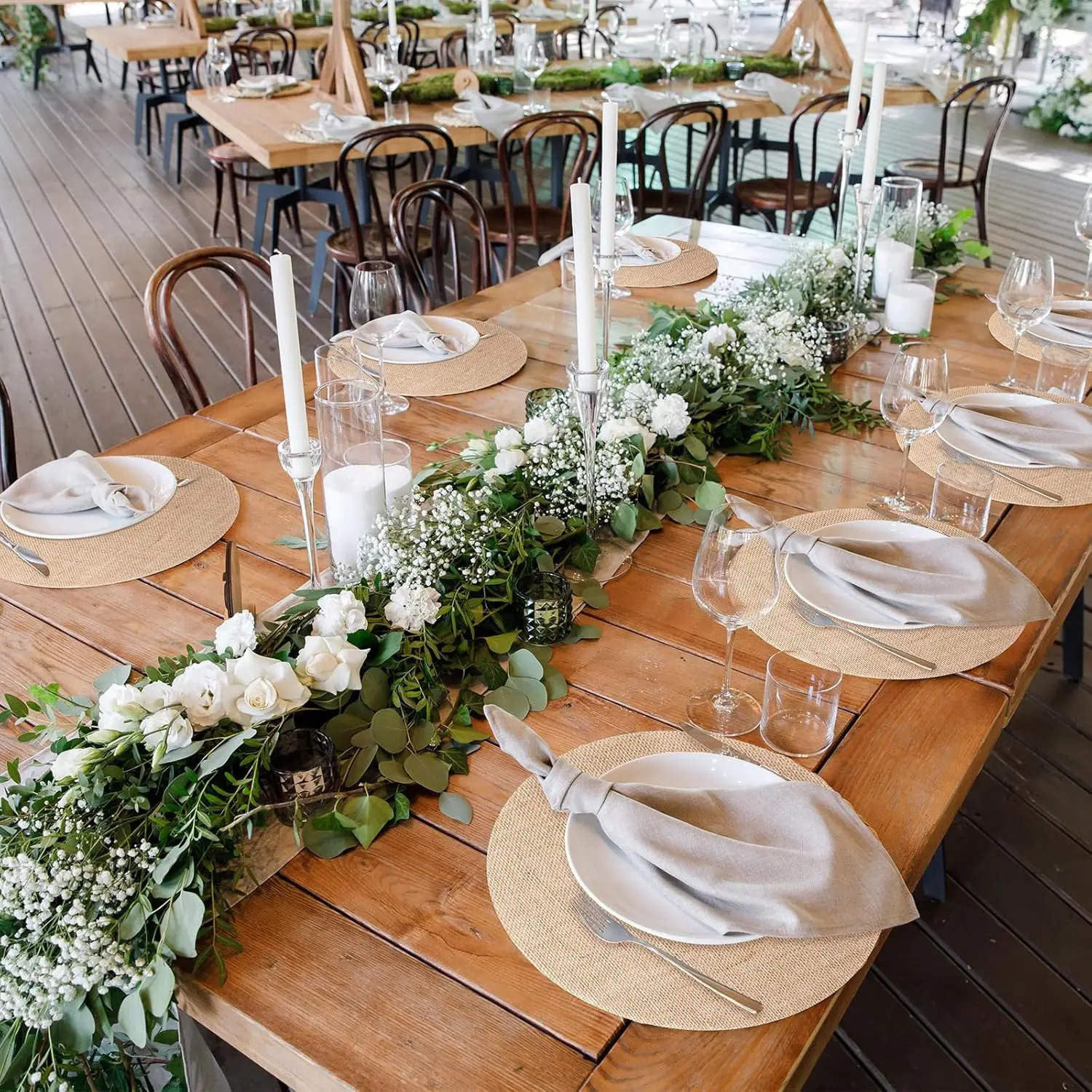 20-60 Pieces Burlap Round Placemats Heat Resistant Jute Table Mat Circle Rustic Table Decoration Wedding Dinner Farmhouse Supply 250221