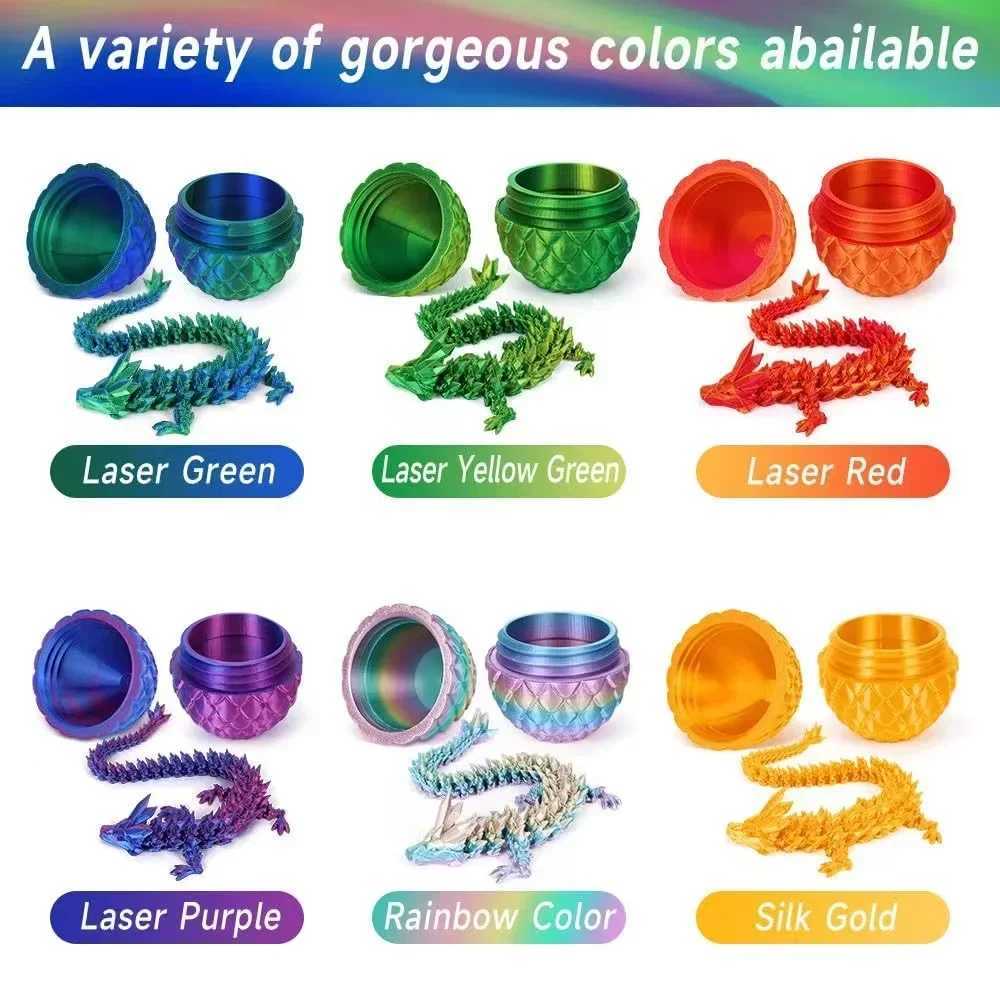 3d Printed Figurine With Eggs Gradient Crystal Articulated Flexible Movable Goint Ornaments 22cm Dragon Gifts Free shipping
