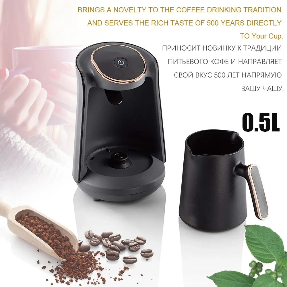 600W Cordless Coffee Maker 0.5L Coffee Pots Moka Pot Semi-automatic Turkish Coffee Maker Thermal Cup Mini Coffee Machine Office 250221