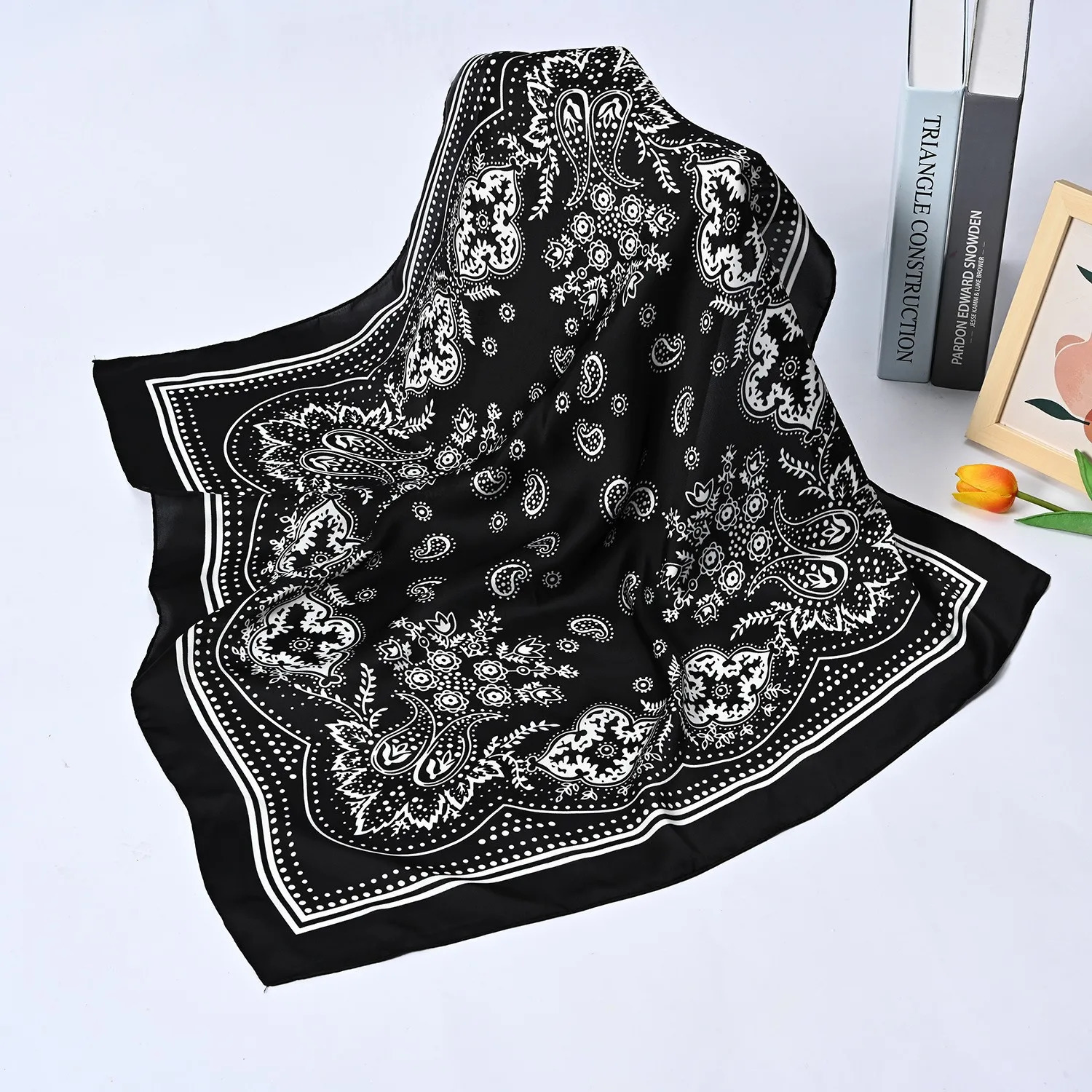 Syhood 70cm Square Satin Head Scarves Bandanas for Women Headband Silk Feeling Scarf Boho Headwear 250221
