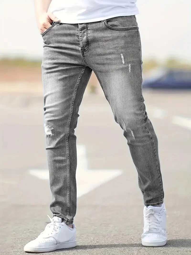 Mens Stretch Retro Pants Casual Skinny Jeans Male Slim Fit Denim Trousers Soild Jeans Fashion Pencil Straight Pants Man Clothes W250222