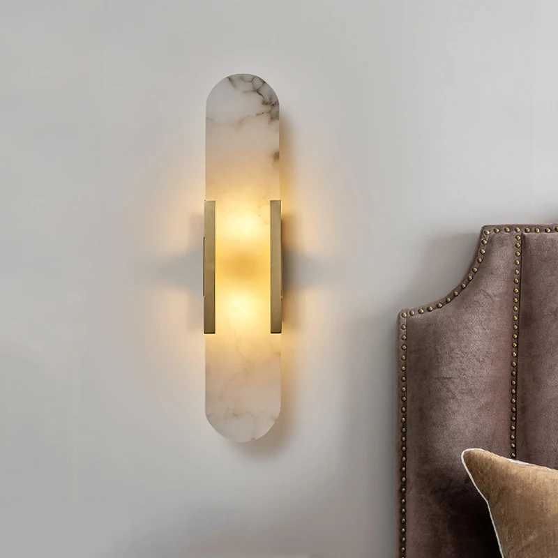 Natural Marble Sconce Light G4 Socket Wall Lamp Nordic Hardware Living Room Bedside Bedroom Bra Hotel Aisle Staircase Lighting Z250220