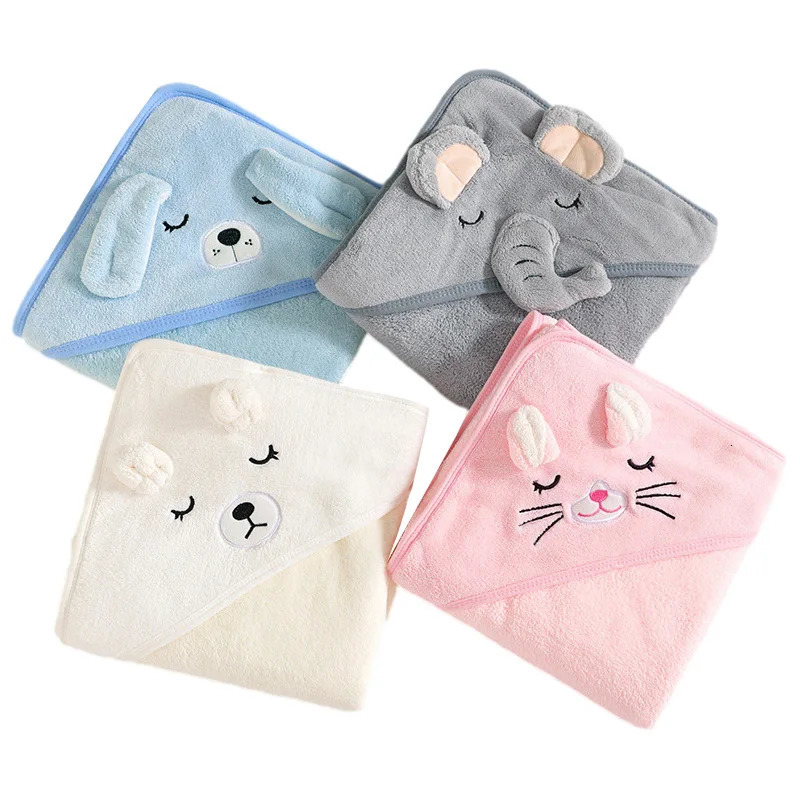Cartoon Animal Baby Bath Towels Soft born Hooded Towel Blanket Toddler Bathrobe Warm Sleeping Swaddle Wrap for Boys Girls w250221