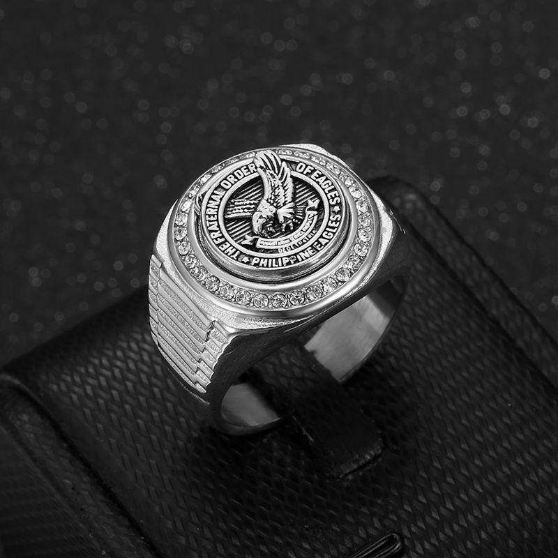 Hip Hop Philippine Eagle Casting Ring Stainless Steel Gold Plated Mens Jewelry