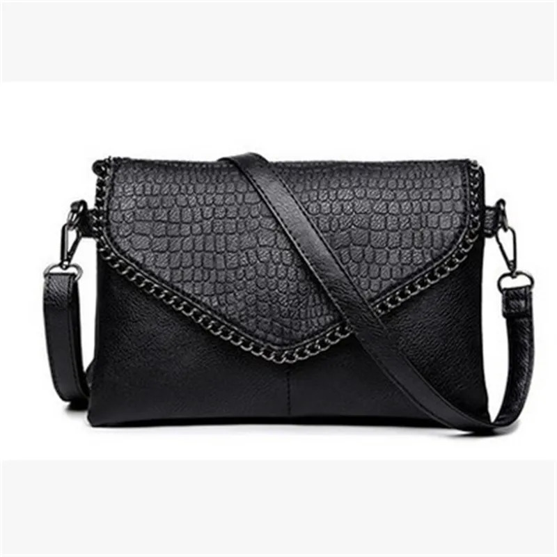 Female Shoulder Messenger Bags Casual Crossbody Bag Black PU Leather Trend Women Stone Print Chain Envelope Clutch Purses 250218
