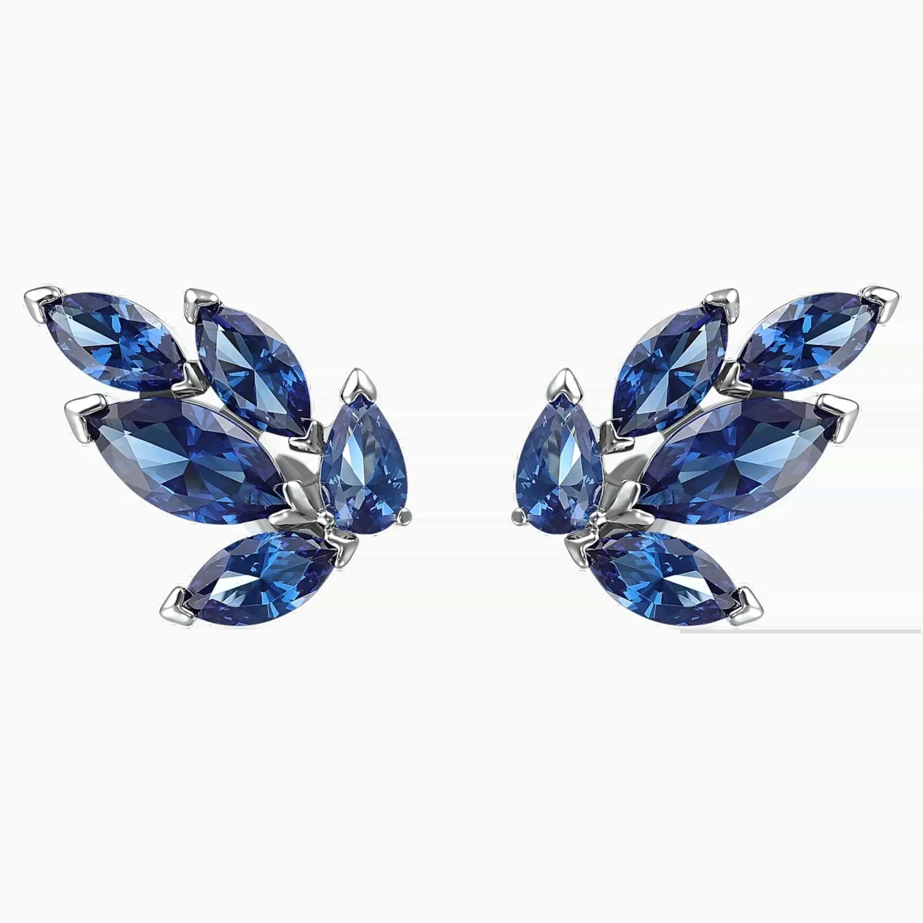 Stud 2024 S925 Silver Fashion New Matrix Large Ear Ring Rectangle Cut Blue Pink Green Womens Romantic Jewelry Gift J250217 2STL1