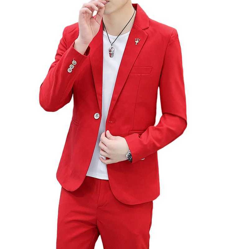 Suit (Blazer+ Pants) Mens Fashion Casual Gentleman Work Solid Color Trend Outdoor Business Wedding Light Luxury Banquet SuitXJ250222