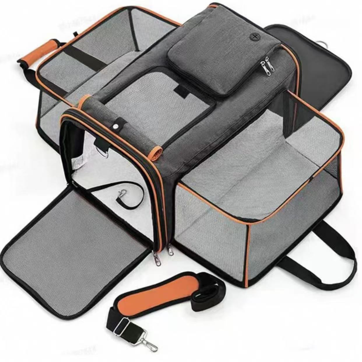 Cat bag for outdoor use, portable and breathable, large size for two cats and dogs, large capacity for carrying pets, and a cat cage
