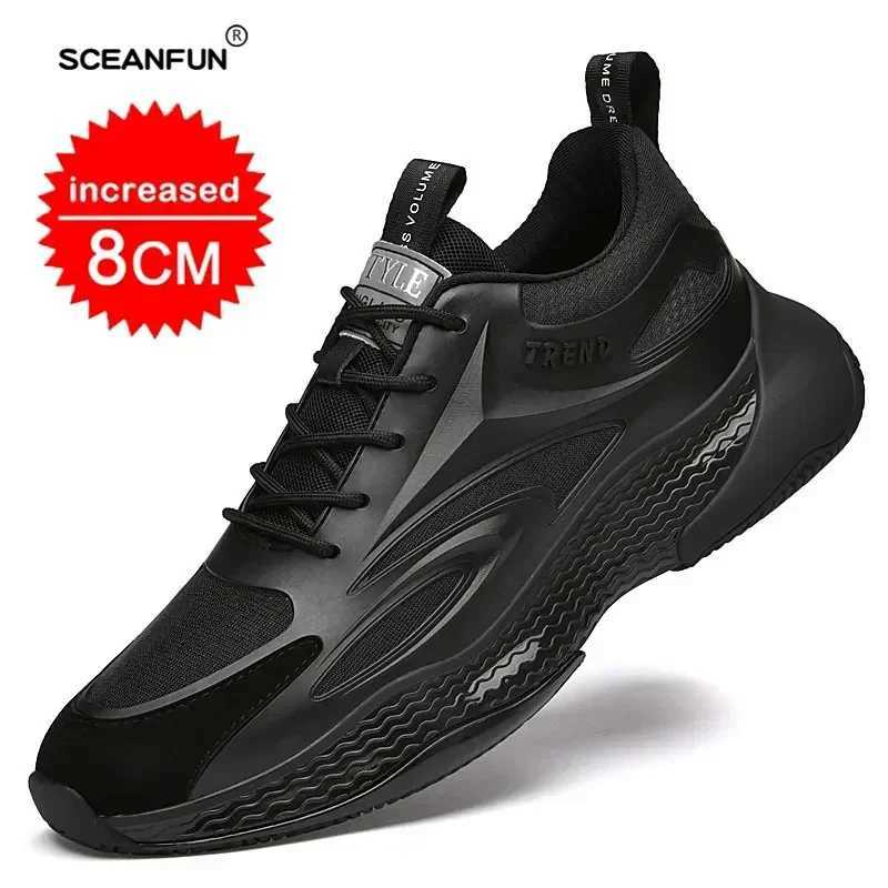 Men casual sneakers elevator breathable mesh heightening shoes for Man NEW top 8cm hidden h height increased designer Z250224