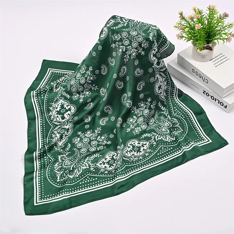 Syhood 70cm Square Satin Head Scarves Bandanas for Women Headband Silk Feeling Scarf Boho Headwear 250221