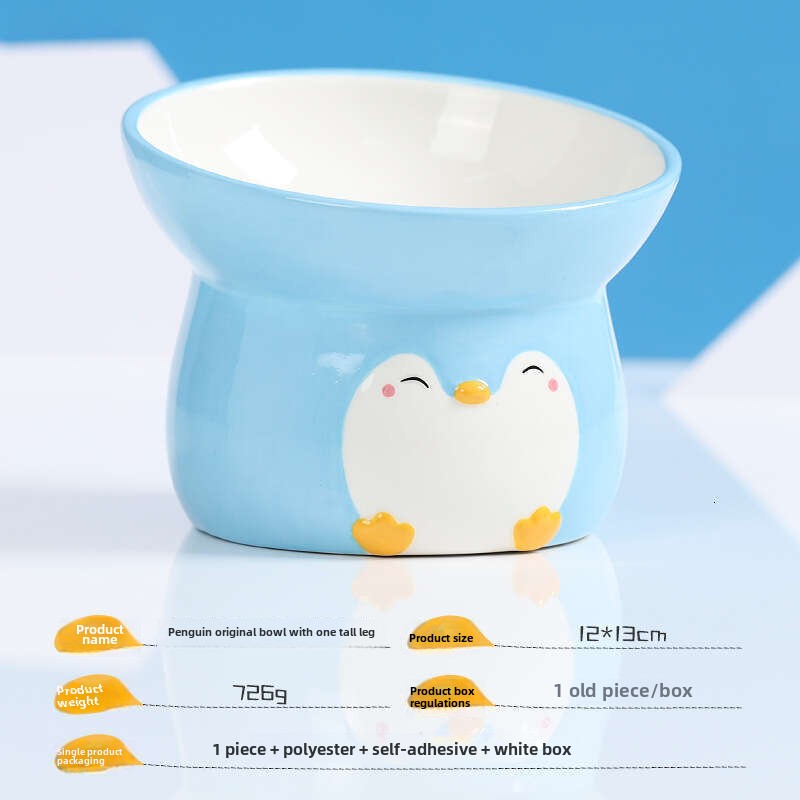 Slant-Design Anti Spill Cat & Dog Bowl Neck Support, Durable Ceramic Material