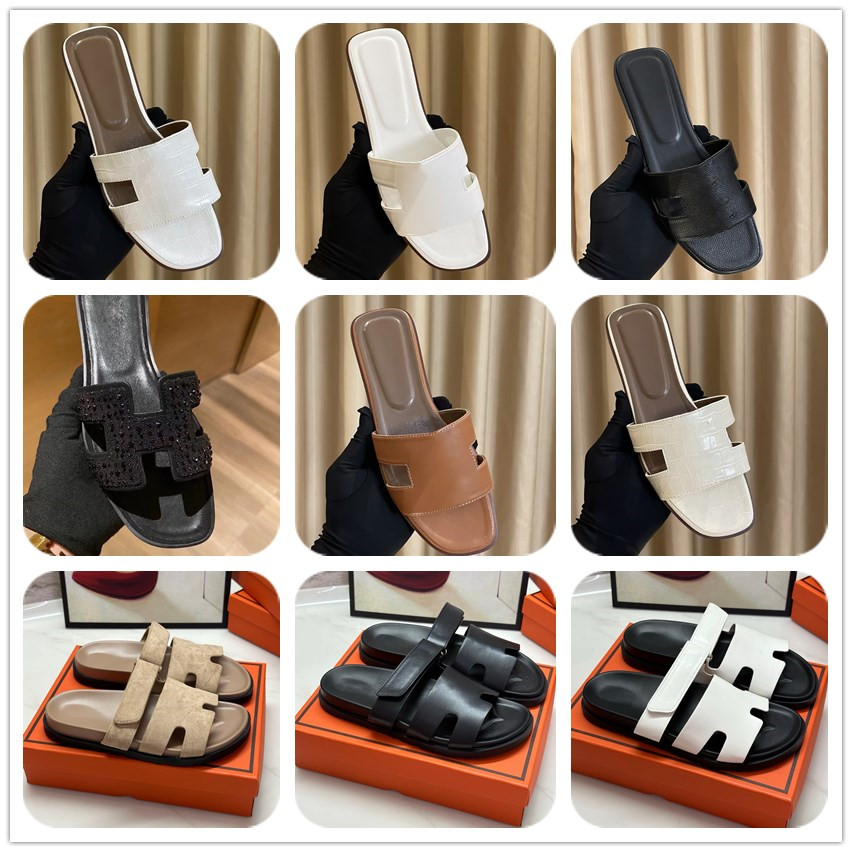 Designer Sandals Women luxury Slippers outdoor beach slides Summer flats Classic Flat heel flats Black white brown Slides slippers