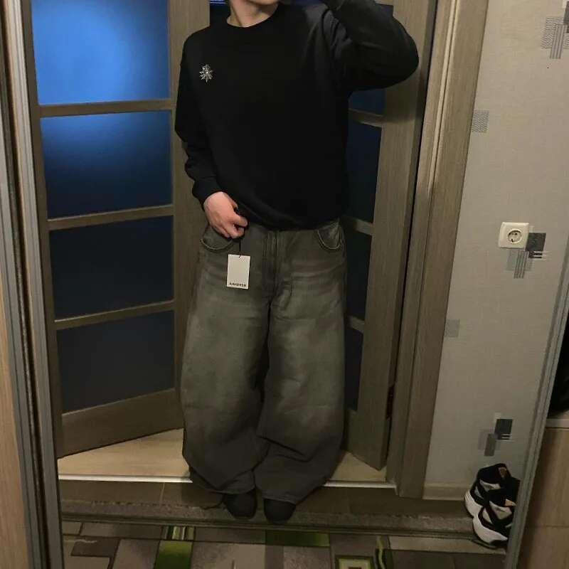 Streetwear New Haruku Solid Color Washed Baggy Jeans Men Y2K Fashion Retro Punk Casual Joker Gothic High Waist Wide Leg Pants