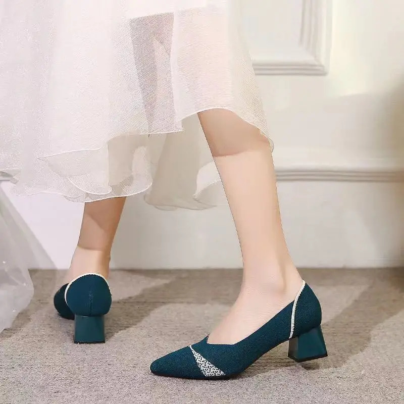 2025 Womens Shoes Fashion Pointed High Heel Elastic Knitted Breathable Latex Sweatabsorbing insole Non slip Rubber Sole Sh 250218