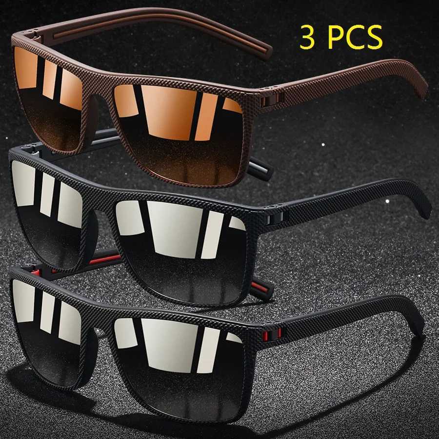 3 Pieces Vintage Check Pattern Polarized Sunglasses For Men Women Fishing Driving Fashion Square Brand Design Sun Glasses UV400 W250222