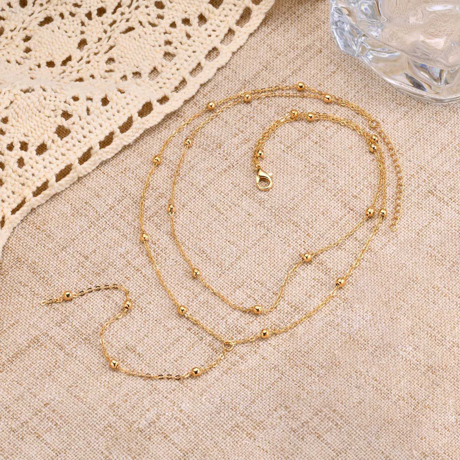Gold Plated Lariat Necklace for Women Double Laryered Long Chain Drop Pendant Choker Necklaces Fashion Gifts W250221