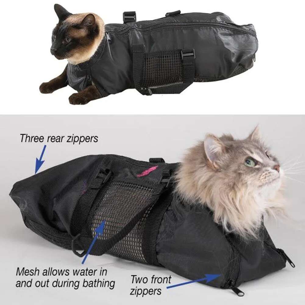 Mesh Cat Grooming Bathing Bag Oxford Cloth Washing Bags For Pet Nail Trimming Anti Scratch Cleaning Shower Bite Restraint