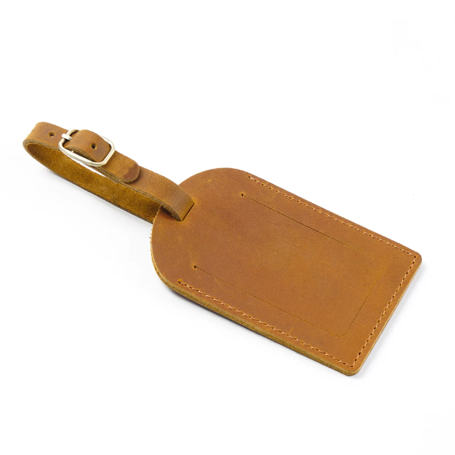 Vintage Genuine Crazy Horse Luggage Tag Suitcase Label Baggage Boarding Tag ID Address Holder Travel Tag 250221