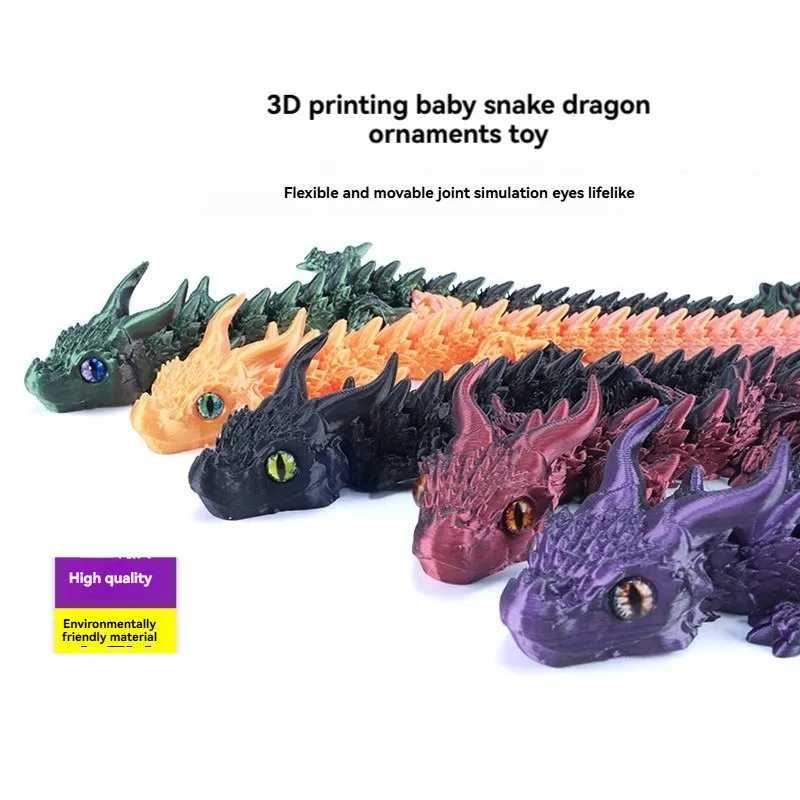 3D Printing Rotatable Articulated Dragons Western Sle Crystal Dragon Home Office Desktop ship Decoration Creative Gifts Free shipping