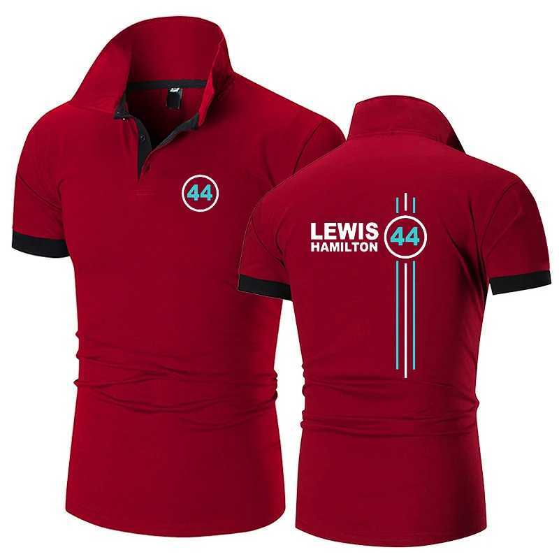 Men's Polos F1 driver Lewis Hamiltons Digital 44 polo shirt summer short sleeved high-quality price compared to the shirt paradigm daily button t
