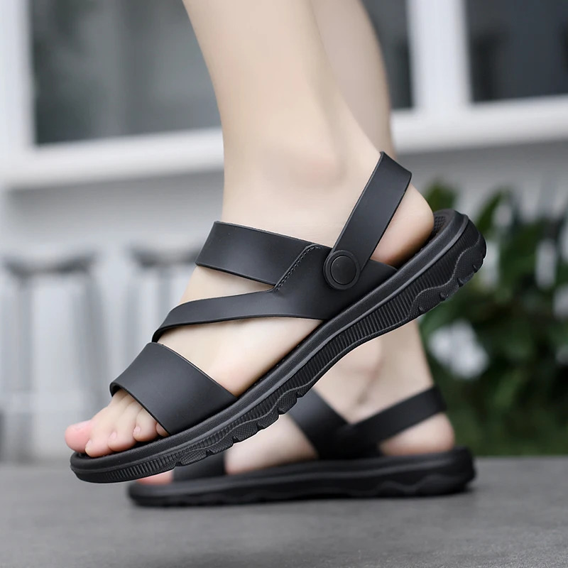 Summer Outdoor Casual Sandals for Men PU Leather Non-slip Breathable Roman Shoes Beach Flip-Flop Garden Shoes 250221