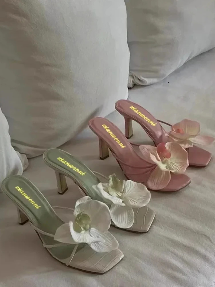 Fashion Shoes Female Elegant Flowers hot Casual Fashionable Outer Wear High Heel Sandals Women 250221