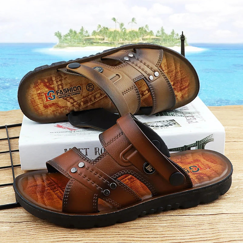 Dual Purpose Sandals for Men Summer Comfortable Mens Sandal 2 in 1 Oil Spray Mens Sandals Leisure Beach Shoes for Men 250221