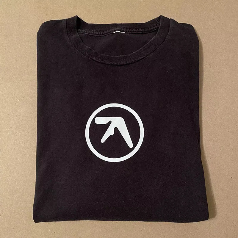 Men TShirt Aphex Twin Long Sleeve Print Cotton Graphic Oversized Korean Fashion Short Tops Tees Y2k Streetwear Clothing 250211