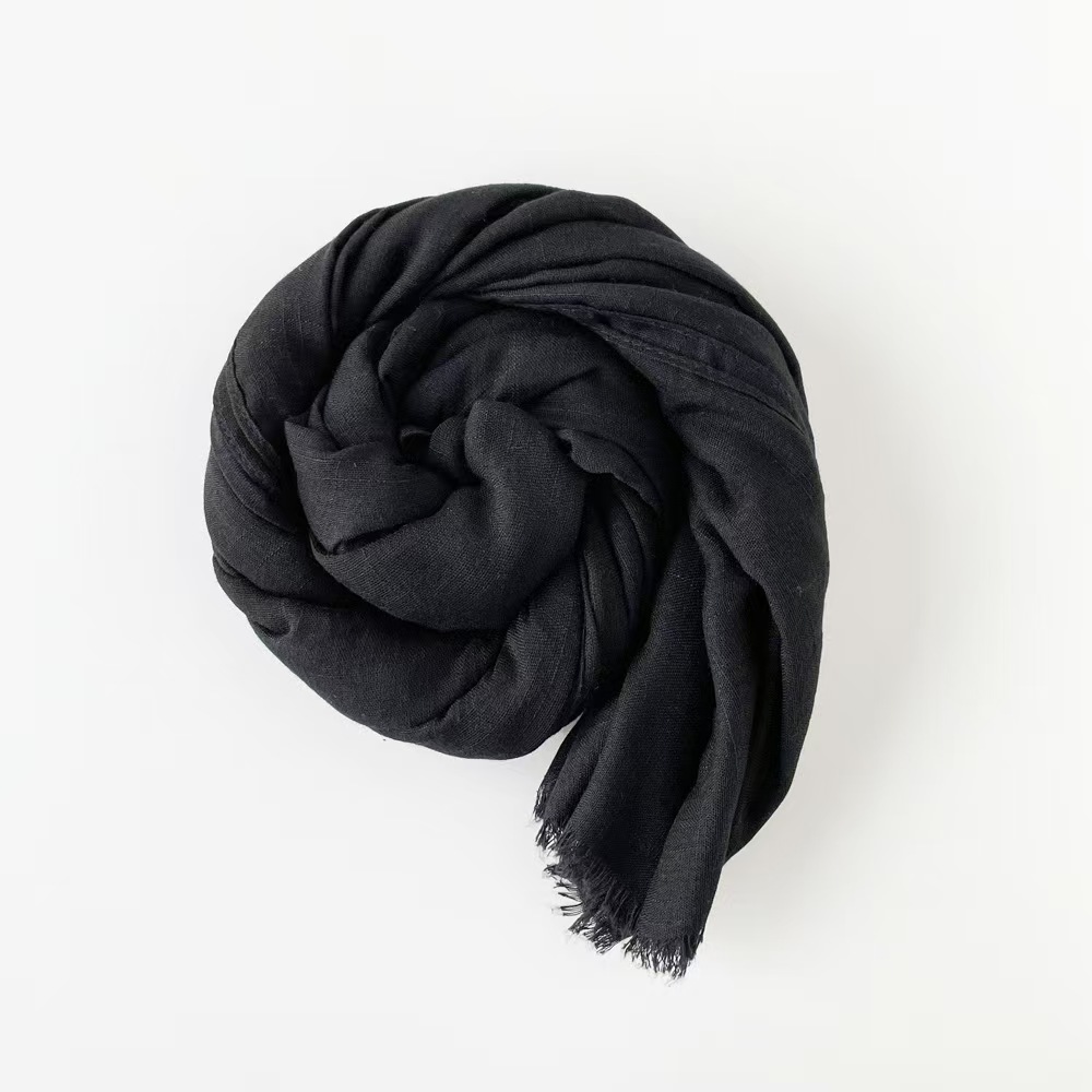 T157 autumn and winter new scarf solid color medium and long European and American style shawl light breathable neck bamboo cotton scarf