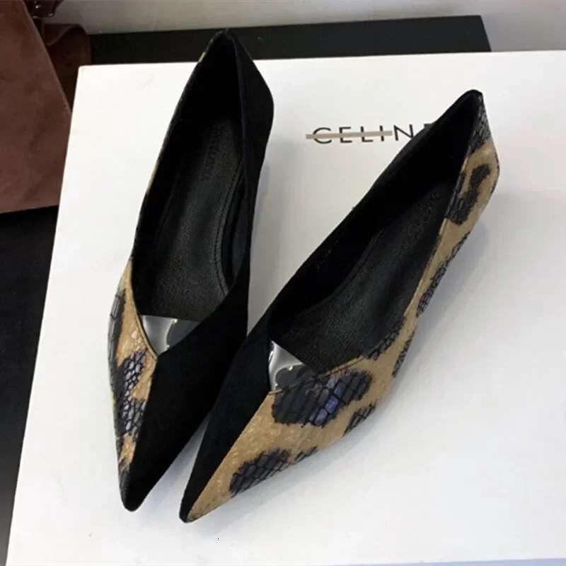 Elegant Leopard Print Low Women Pumps Sexy Pointed Toe Kitten Heel Mules Shoes Comfort Casual High Heels Atos De Mujer