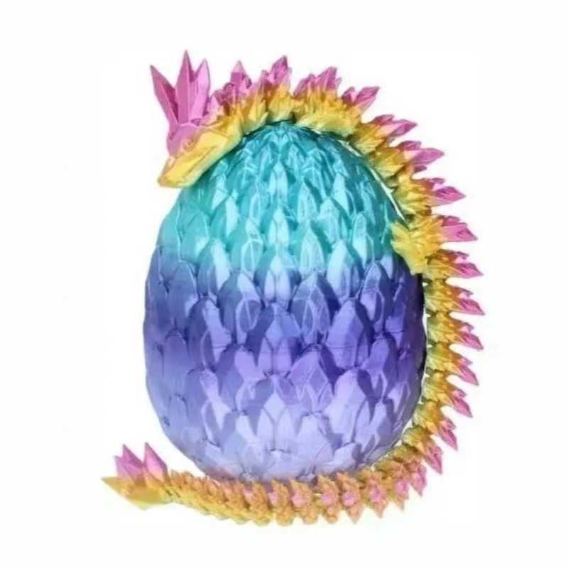 1PCS 3D Printed Egg with Full Dragon Modle Movable Rotatable Articulated Desktop Ornament Kid Toy Free shipping