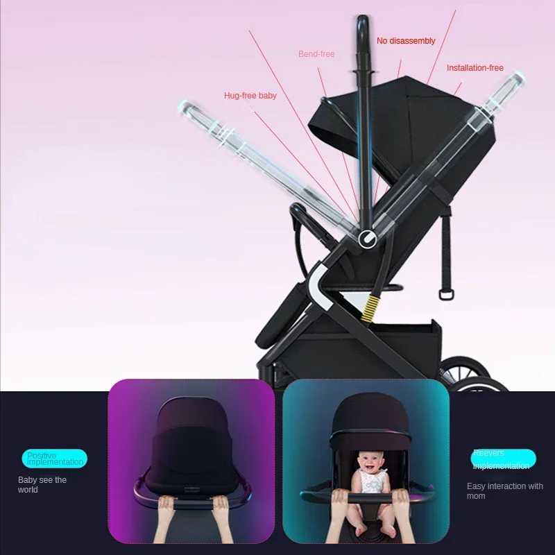 High Landscape Shock Absorption Baby Stroller Portable Travel Folding Prams Sit and Lie Down in Both Directions Baby Carriage XJ250623