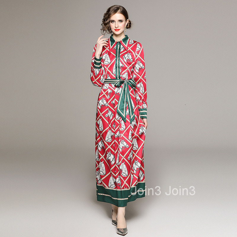 Fashion Checkered Animal Printed Long Skirt with Bow Tie Dress and Tie
