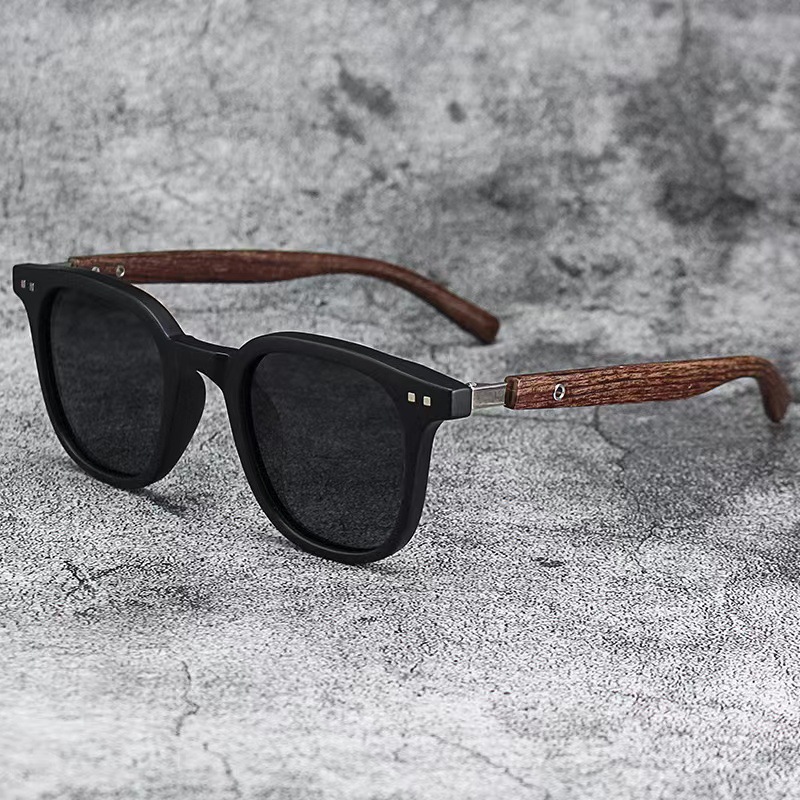European and American Ins style wood grain leg rice nail sunglasses, women's sunglasses, men's sunshade, sun protection, UV protection sungl