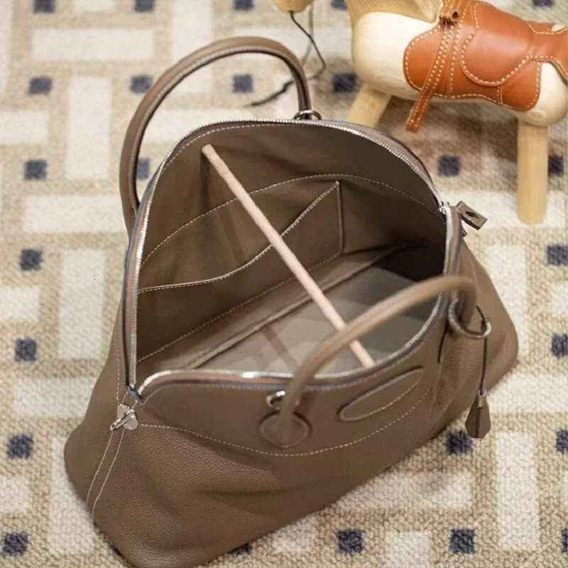 Half-Hand Sewn Steel Hardware Top Layer T Cowhide Bowg Large Shell Commuter Shoulder Bag Vintage Versatile