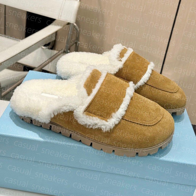 Designer Sandal Suede Shearling Mules Flat Comfort Clog Platform Fur Slipper Wool Clogs Slides House Winter Women Size 35-41