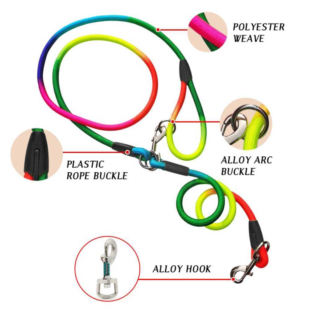Nylon Dog Leashes Pet Dogs Chain Traction Rope Leads for Running Free Hands Rope Chain for Small Large Dogs Y250704
