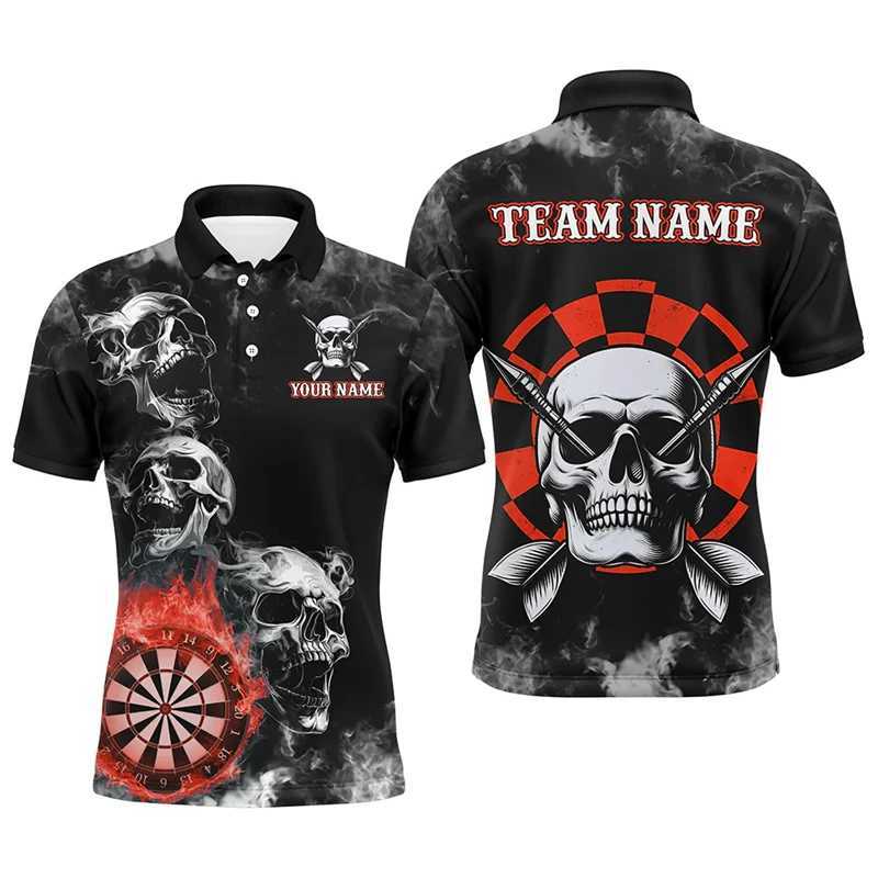 Men's Polos Funny Dart Pattern Polo Shirt For Men Fashion Skull Print Lapel Short Sleeve Tee Casual Loose Top Personalization Name Wear z250222