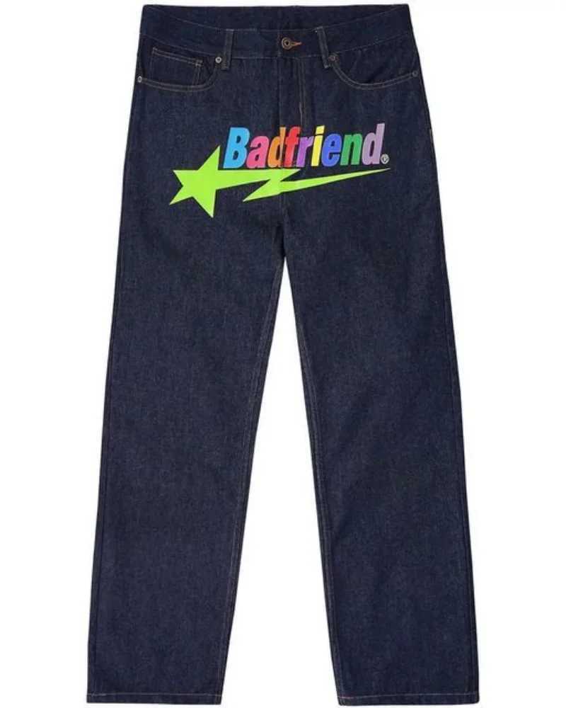 Badfriend Letter Printed Loose Jeans 2024 New Harajuku Fashion Punk Rock Wide-leg Pants Men And Women All-match Y2k Street Jeans W250222