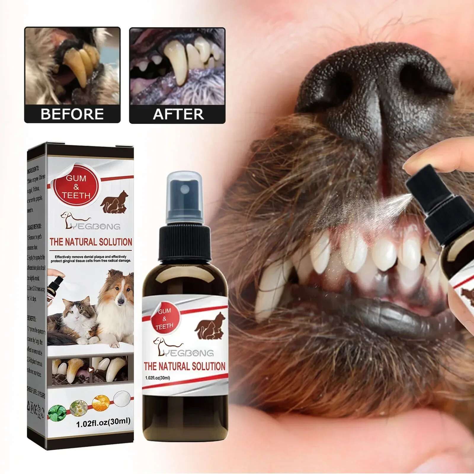 Tooth Dogs Remove Bad Breath Freshener Cats Oral Cleaning Dental Care Deodorization Spray Pet Supplies 30ml
