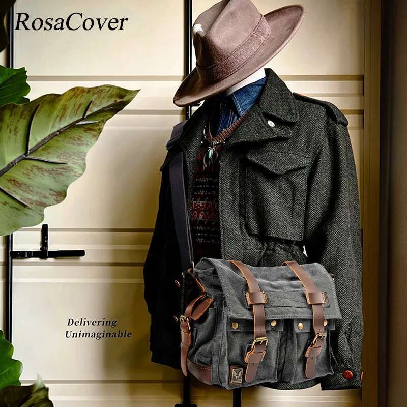 I AM LEGEND Will Smith Military + Genuine Leather Messenger Canvas Shoulder Men Crossbody Casual Bag