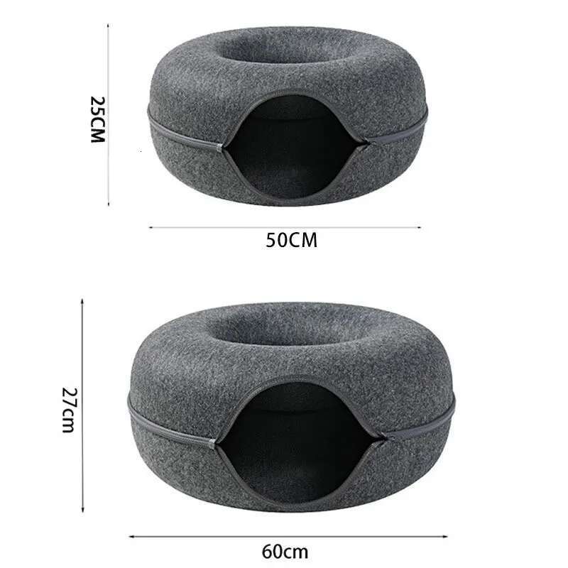 Donut Bed Interactive Tunnel Pet Felt Indoor Toys Cats House Kitten Training Toy Cat Kennel Pets Supplies