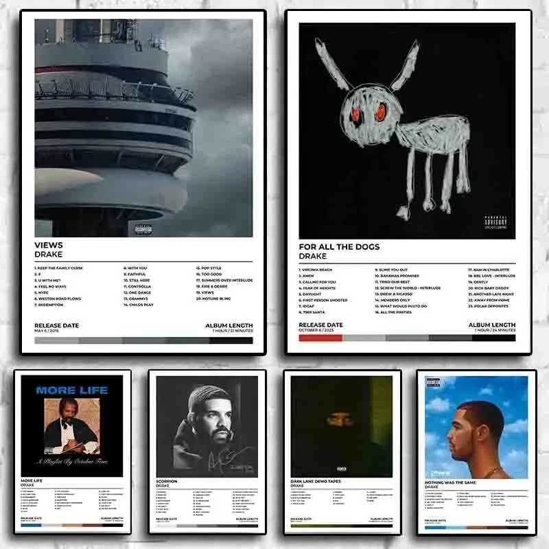 All Dog Posters Album Track List Sic Cover Hip Hop Rap Singer Scorpion Care View Canvas Printing Wall Art Ro Decoration Y250218
