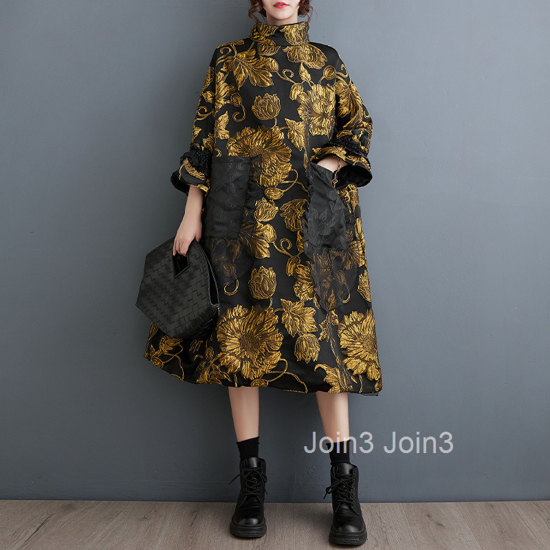 Autumn/Winter New Trendy Chinese Style Double layer Crafted Jacquard Coat Stylish and Slimming Dress