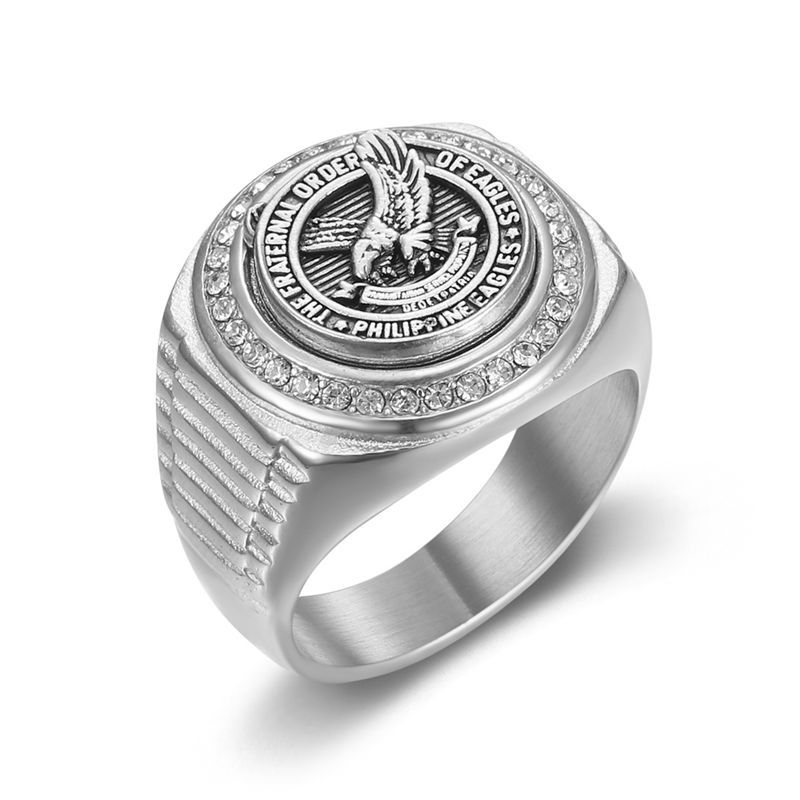 Hip Hop Philippine Eagle Casting Ring Stainless Steel Gold Plated Mens Jewelry
