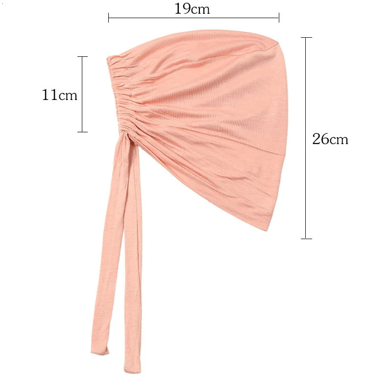 Double Layer Modal Satin Hijab Cap Islam Undercap with Tie Bonnet Instant Hijabs for Women Turkish Scarves Muslim Turban Bandana 250221