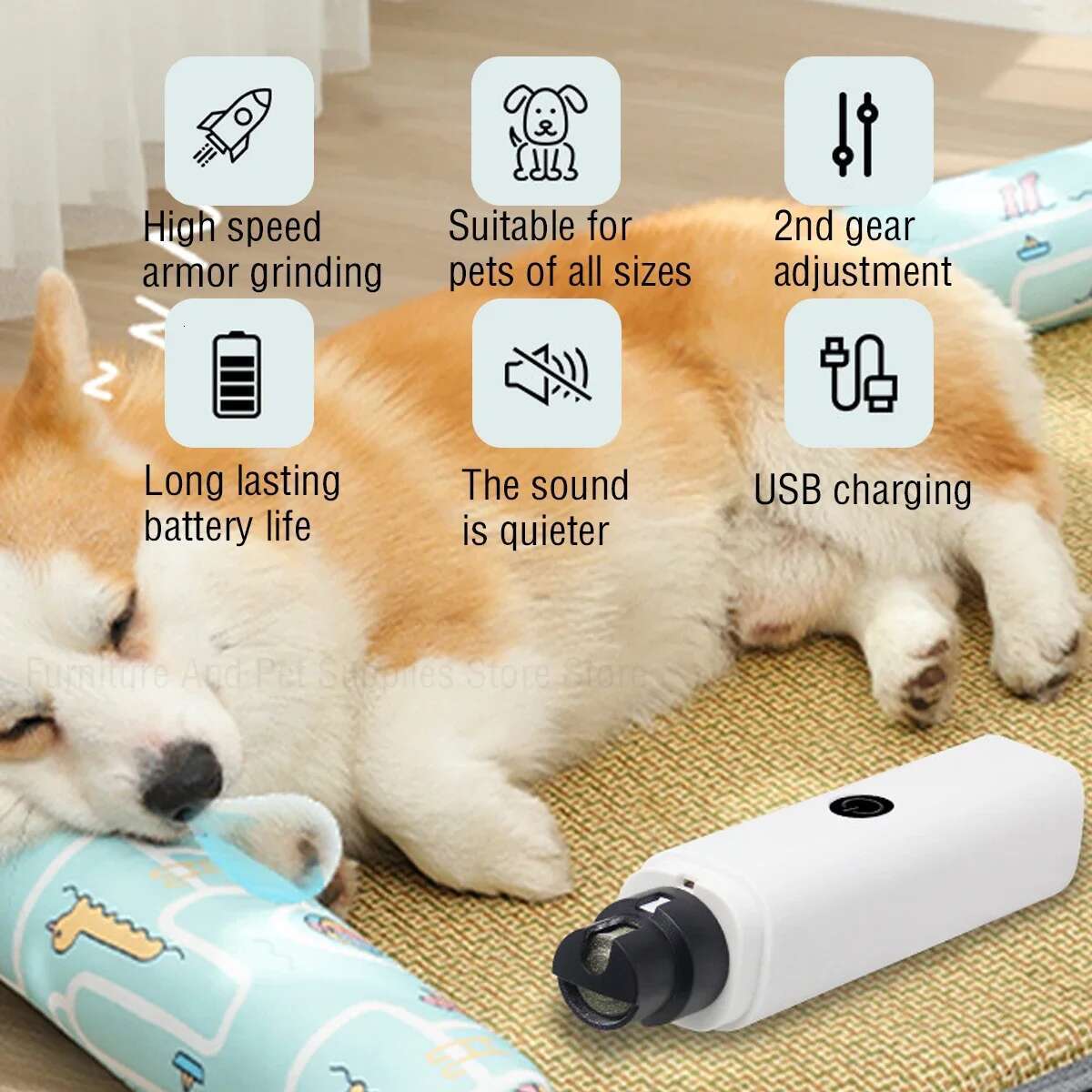 Electric Clippers for Dog Grinders Rechargeable USB Charging LED Light Pet Quiet Cat Paws Nail Grooming Supplies